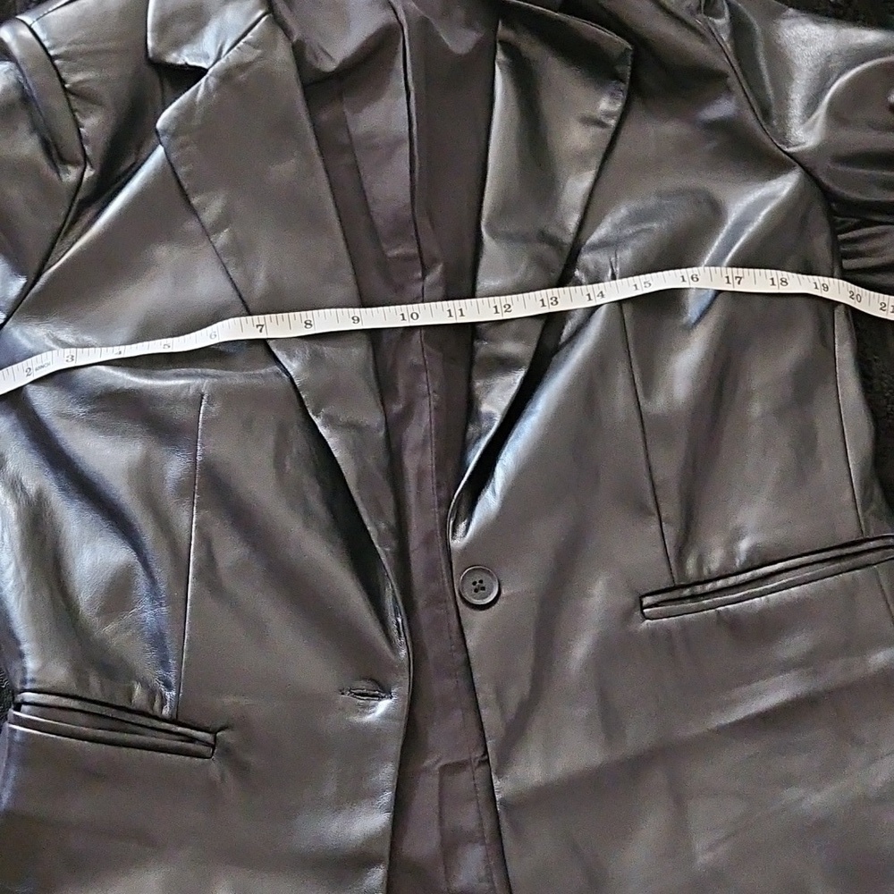 Faux Feather & Leather Black Blazer - Picture 7 of 9